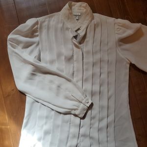 Vintage Nicola Blouse Size 4 Classic Semi-sheer Cream Ivory Button